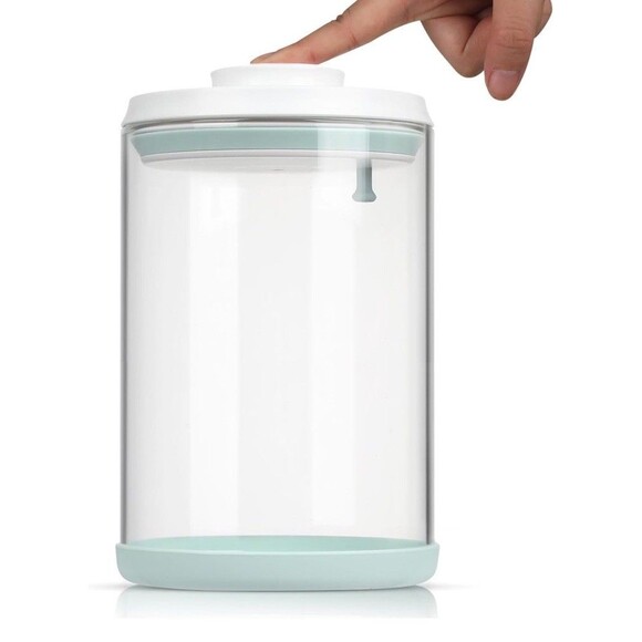 POP-Glass Flour Sugar Airtight Jar Lid 2.2Qt/2L Clear Glass Container Mint Green - Picture 1 of 7